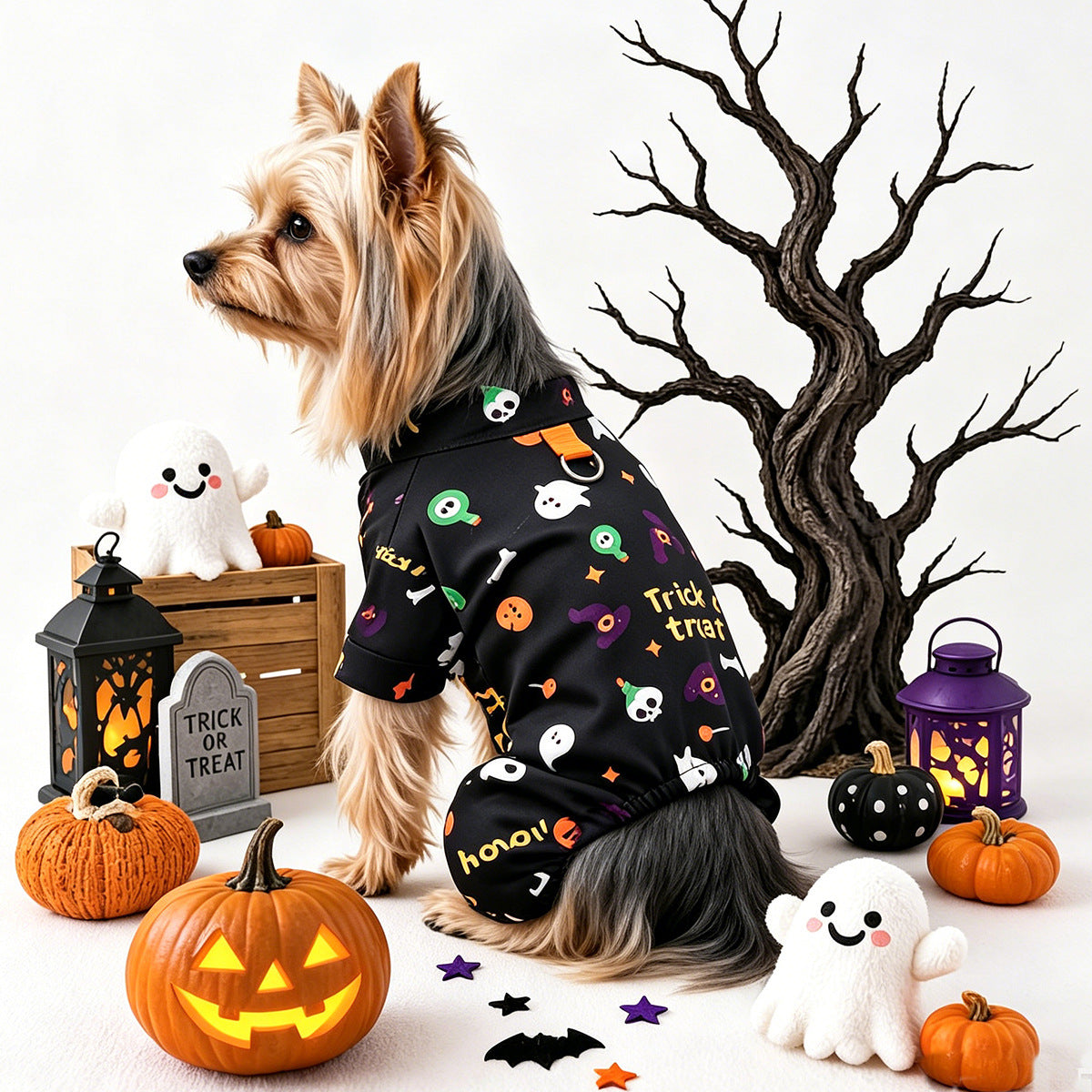 Pet Clothing for Dogs and Cats, Cute Halloween Floral Home Wear, Belly Cover Sleepwear
