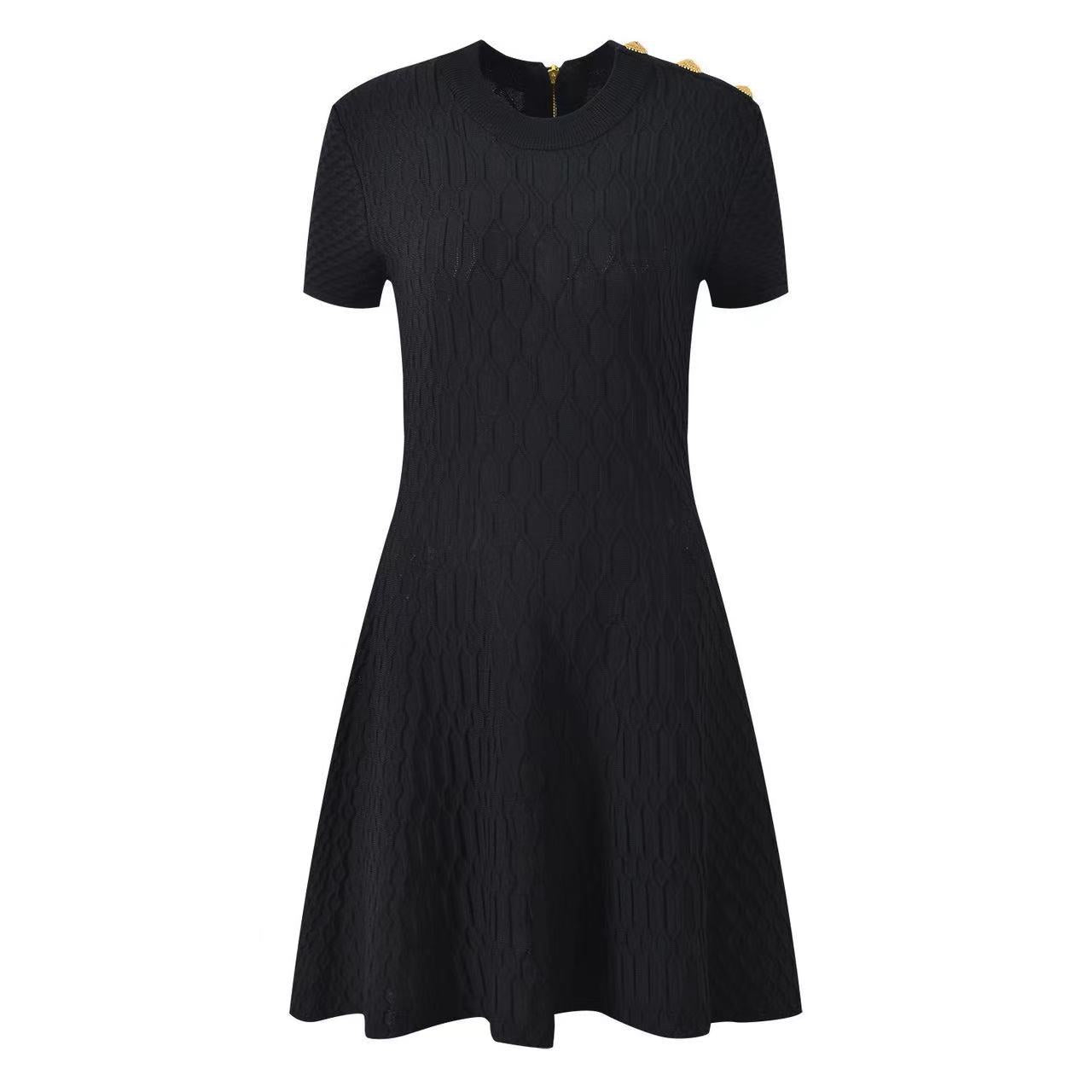 Short sleeved round neck A-line dress