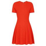 Vestido Casual de Manga Corta — Cuello Redondo, Silueta Tipo A - QueensalesOF