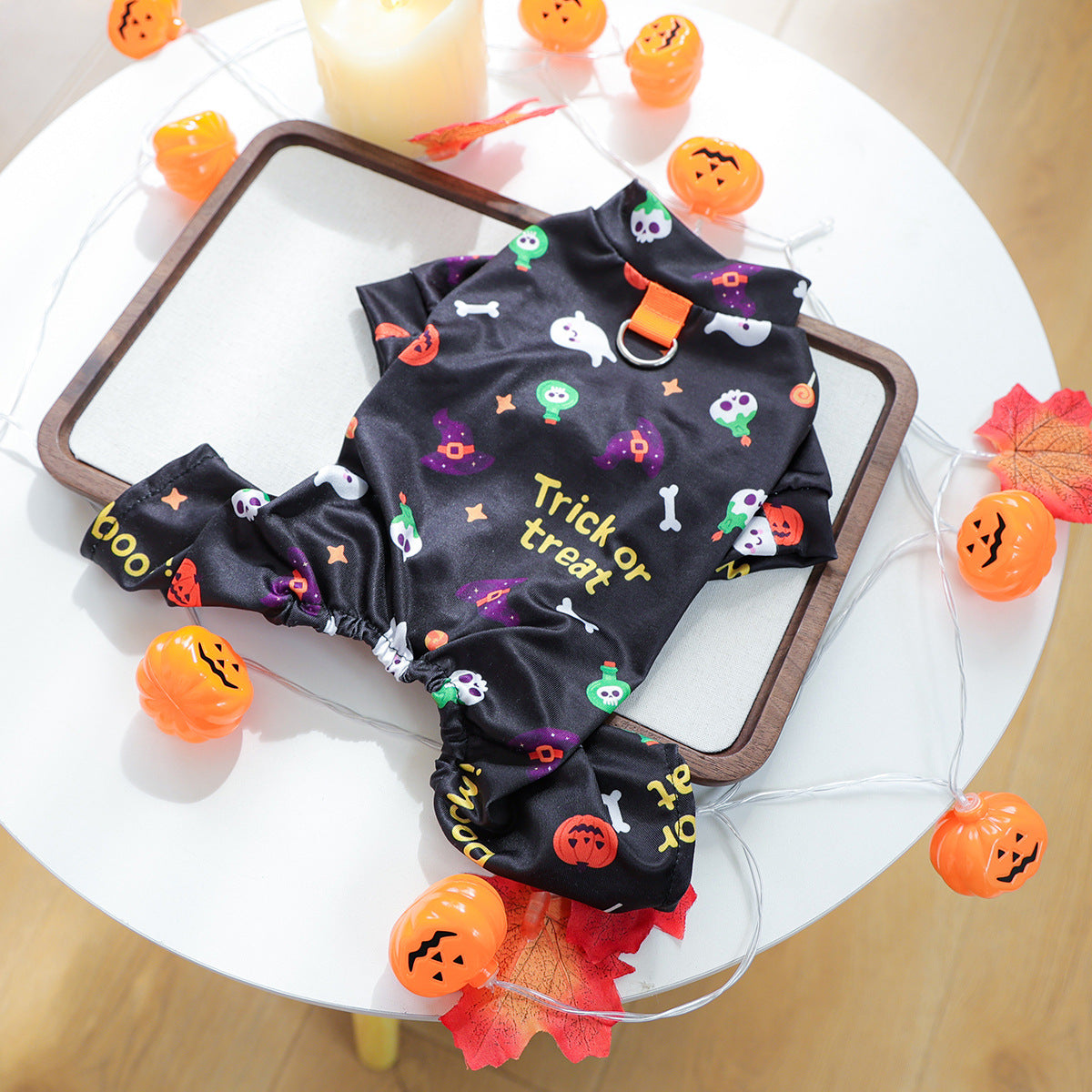 Pet Clothing for Dogs and Cats, Cute Halloween Floral Home Wear, Belly Cover Sleepwear