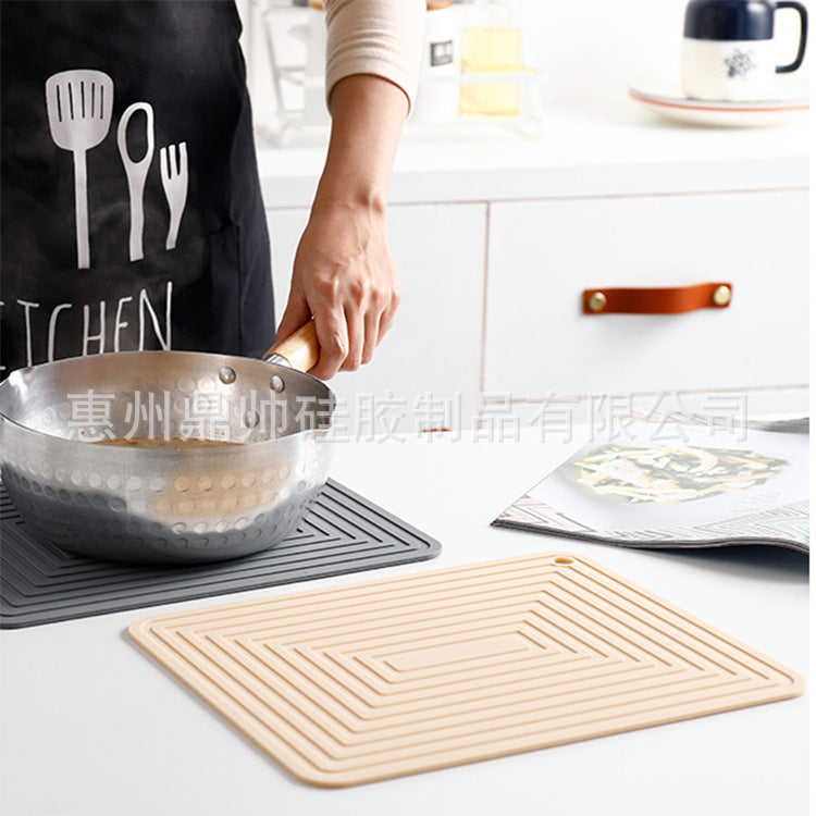 Large 29cm Silicone Pot Mat Square Thickeneded Insulation Mat Anti-Slip Corrugated Kitchen Table Casserole Mat Anti-Heat - QueensalesOF