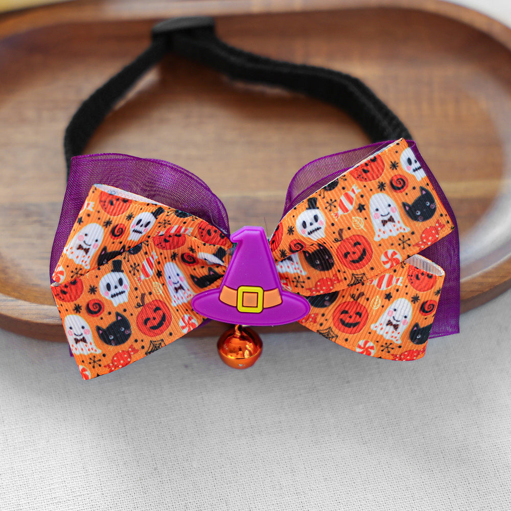 Pet Accessories Halloween Cat Dog Decoration Collar Funny Glow-in-the-Dark Skull Dog Bow Tie Collar - QueensalesOF