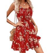 Vestido Estampado con Cintura Elástica y Tirantes — Estilo Elegante - QueensalesOF