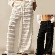 Pantalones Rectos con Encaje y Cordones — Estilo Streetwear Casual - QueensalesOF