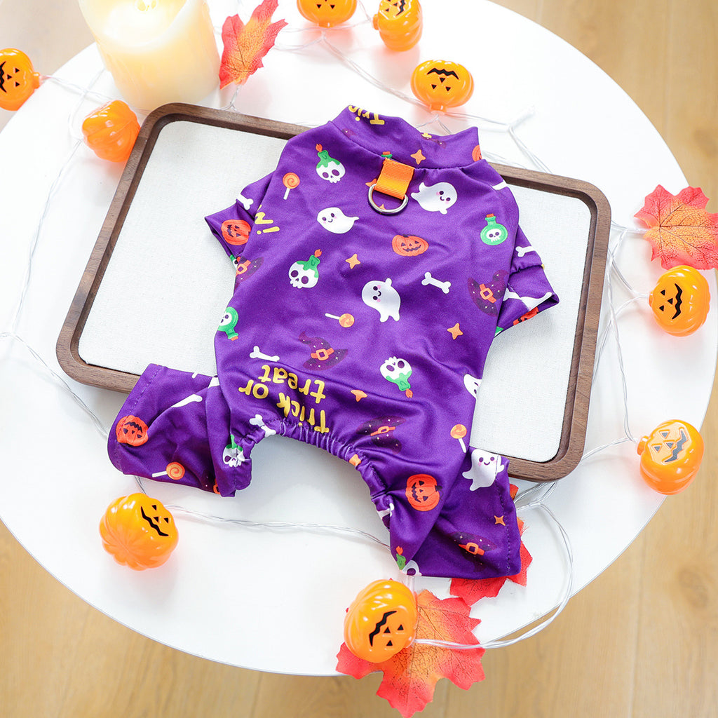 Pet Clothing for Dogs and Cats, Cute Halloween Floral Home Wear, Belly Cover Sleepwear