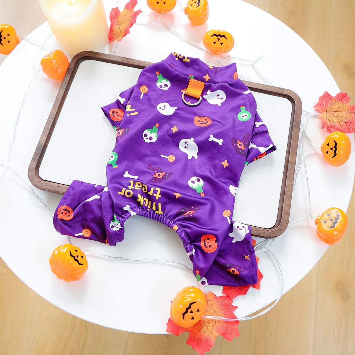 Pet Clothing for Dogs and Cats, Cute Halloween Floral Home Wear, Belly Cover Sleepwear