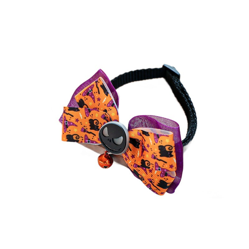 Pet Accessories Halloween Cat Dog Decoration Collar Funny Glow-in-the-Dark Skull Dog Bow Tie Collar - QueensalesOF