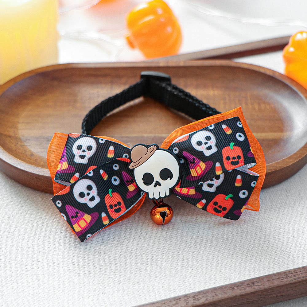 Pet Accessories Halloween Cat Dog Decoration Collar Funny Glow-in-the-Dark Skull Dog Bow Tie Collar - QueensalesOF