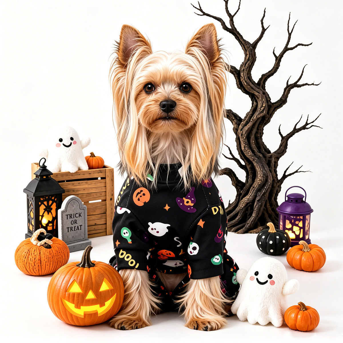 Pet Clothing for Dogs and Cats, Cute Halloween Floral Home Wear, Belly Cover Sleepwear