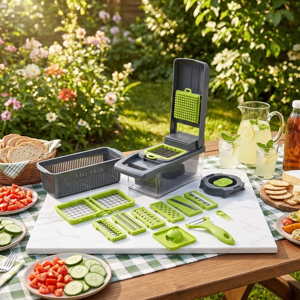 16-in-1 Vegetable Chopper PE+ABS Multi-Blade Kitchen Gadget for Home Cooking & Meal Prep