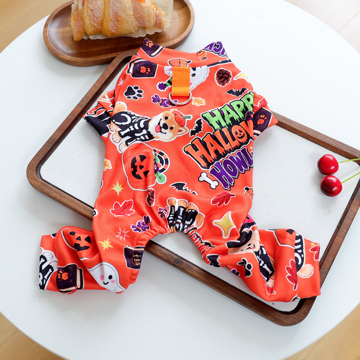 Halloween Orange Pet Onesie Four-Legged Pajamas for Teddy, Yorkshire TerrierUniversal Pumpkin Print Clothing