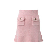 Round neck long sleeved short skirt set - QueensalesOF