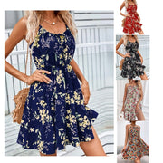 Vestido Estampado con Cintura Elástica y Tirantes — Estilo Elegante - QueensalesOF