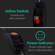 Makevivi Outdoor Waterproof On/Off Switch Extension Cord, Heavy Duty 125v/250v Black SJTW Cord (1.5 Ft, Black) - QueensalesOF