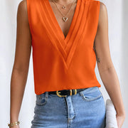 Women's Fashion Summer New Layered V-Neck Solid Color Tank Top for Women - QueensalesOF