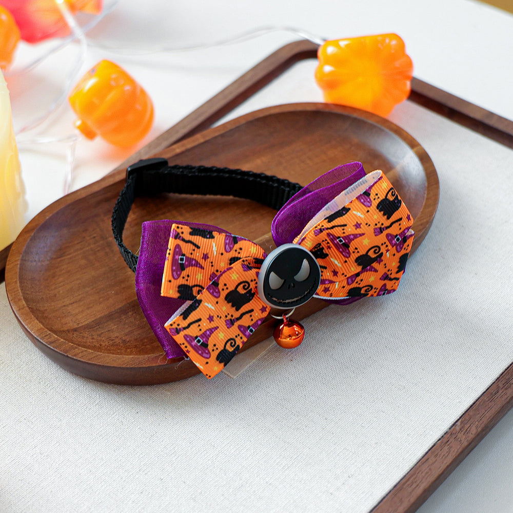 Pet Accessories Halloween Cat Dog Decoration Collar Funny Glow-in-the-Dark Skull Dog Bow Tie Collar - QueensalesOF