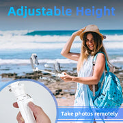 MQOUNY for Magsafe Tripod Stand for iPhone,Portable Pocket Size Selfie Stick with Rechargeable Remote and Metal Ring,Extendable Detachable Cell Phone Tripod Compatible with iPhone/Android (White) - QueensalesOF