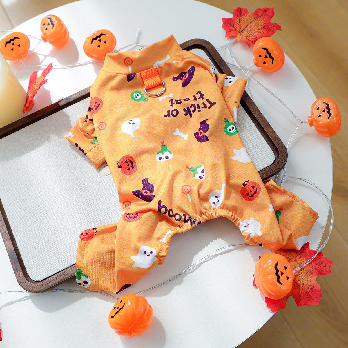 Pet Clothing for Dogs and Cats, Cute Halloween Floral Home Wear, Belly Cover Sleepwear