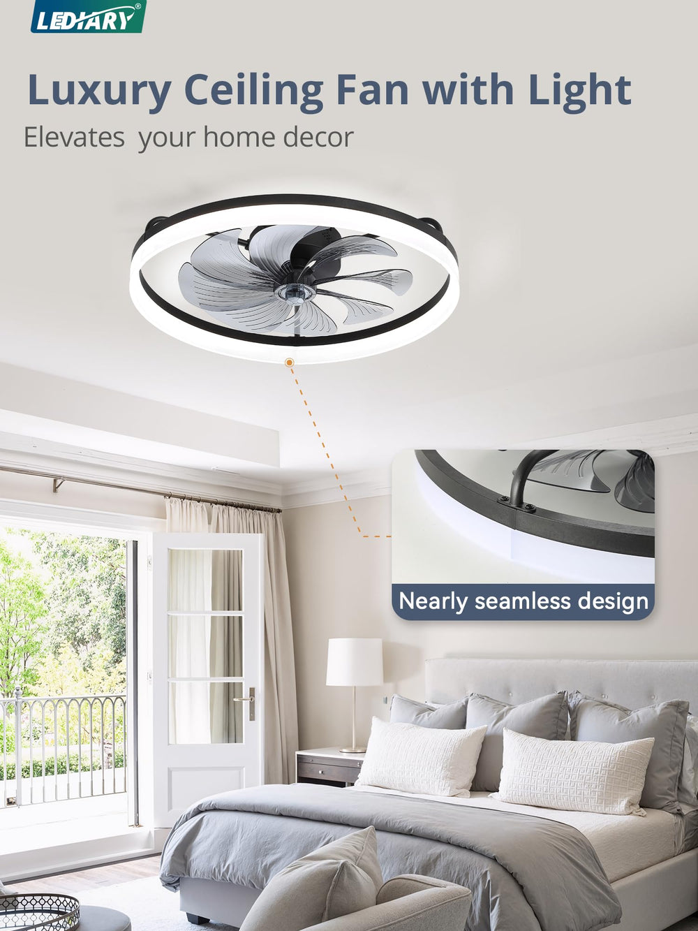 Ventilador de Techo LED con Control por App y Mando — 23 Pulgadas - QueensalesOF