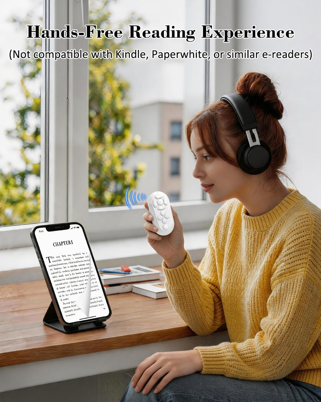 GUVOHUT Bluetooth Remote Controller for TikTok Scrolling/Camera/Video Recording/Kindle App Compatible with iOS/Android (White)