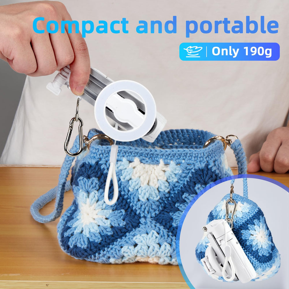 MQOUNY for Magsafe Tripod Stand for iPhone,Portable Pocket Size Selfie Stick with Rechargeable Remote and Metal Ring,Extendable Detachable Cell Phone Tripod Compatible with iPhone/Android (White) - QueensalesOF