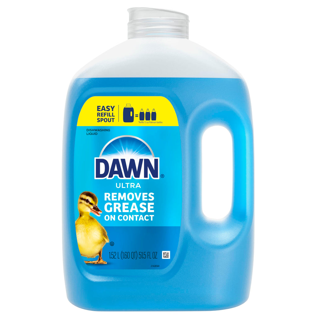 Dawn Ultra Original Dish Soap Refill Jug, Large Size Blue Liquid Dishwashing Detergent, Powerful Dish Soap for Grease, 51.5 oz