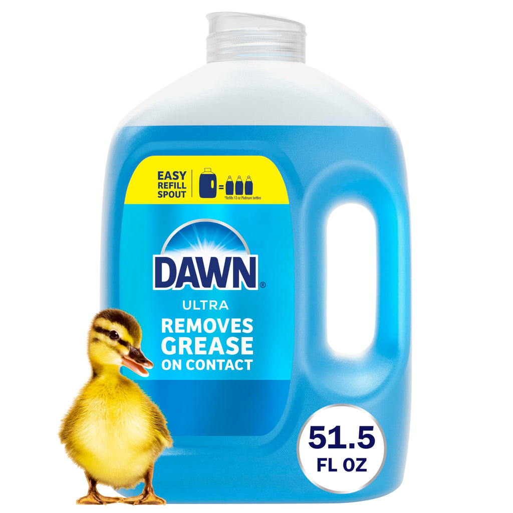 Dawn Ultra Original Dish Soap Refill Jug, Large Size Blue Liquid Dishwashing Detergent, Powerful Dish Soap for Grease, 51.5 oz