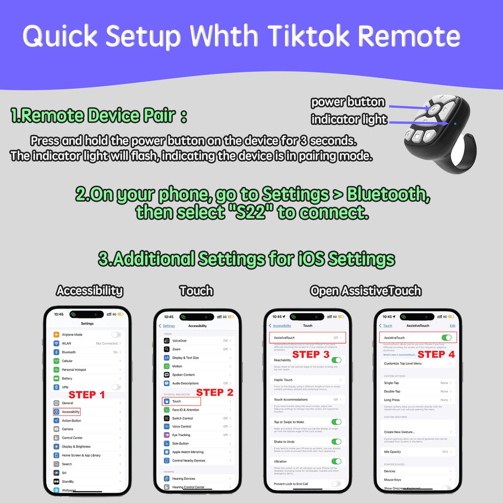 Novzix TikTok Scrolling Ring for iPhone - Viral TikTok Scroll Device, Wireless Finger Ring Scroller for TikTok App, Hands-Free TikTok Video Browsing Tool, Compatible with iOS Android, Perfect TikTok Accessory