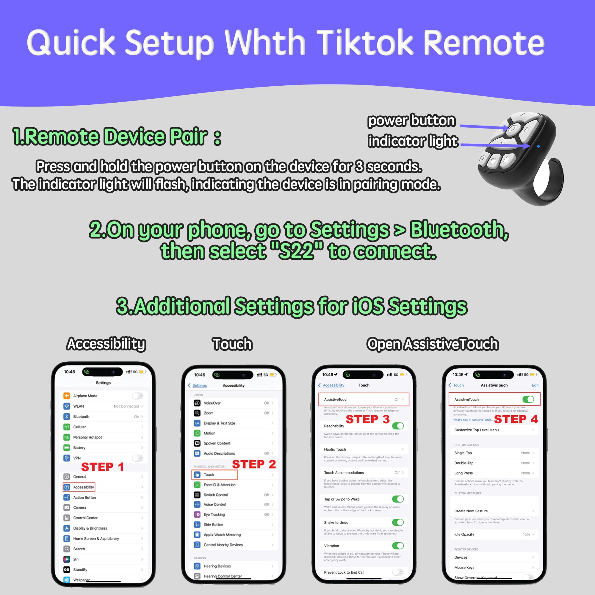 Novzix TikTok Scrolling Ring for iPhone - Viral TikTok Scroll Device, Wireless Finger Ring Scroller for TikTok App, Hands-Free TikTok Video Browsing Tool, Compatible with iOS Android, Perfect TikTok Accessory