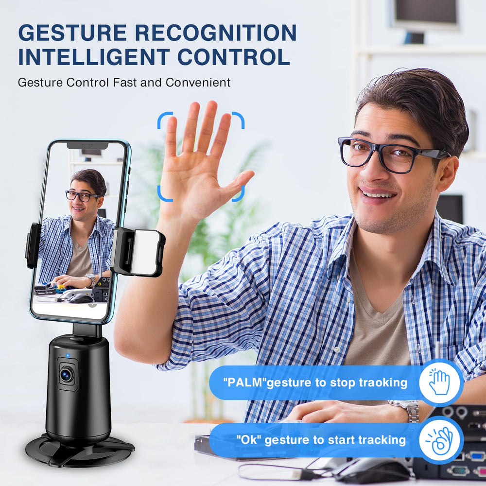 Trípode con Seguimiento Facial 360° — Control por Gestos y Control Remoto - QueensalesOF