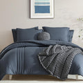 Monbix Full Size Comforter Sets - 7 Pieces Blue Grey Bed in a Bag Full Size Bedding Sets with Comforters, All Seasons Comforter with Sheets, Pillowcases & Shams