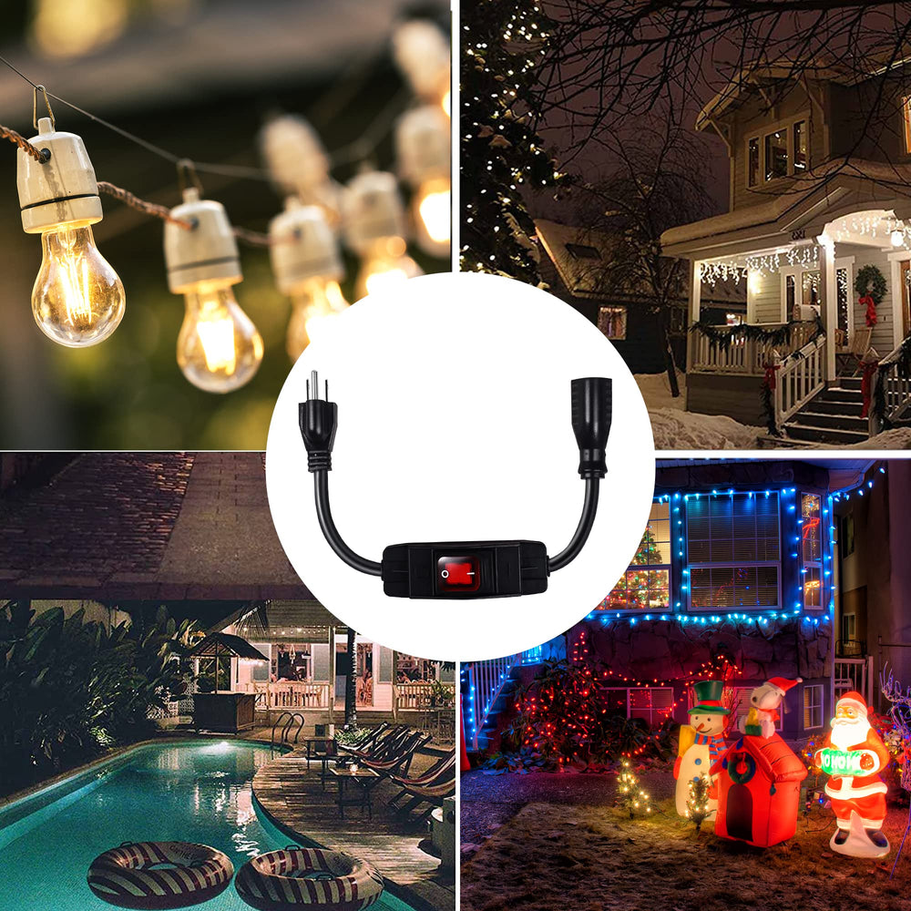 Makevivi Outdoor Waterproof On/Off Switch Extension Cord, Heavy Duty 125v/250v Black SJTW Cord (1.5 Ft, Black) - QueensalesOF