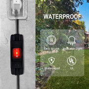 Makevivi Outdoor Waterproof On/Off Switch Extension Cord, Heavy Duty 125v/250v Black SJTW Cord (1.5 Ft, Black) - QueensalesOF