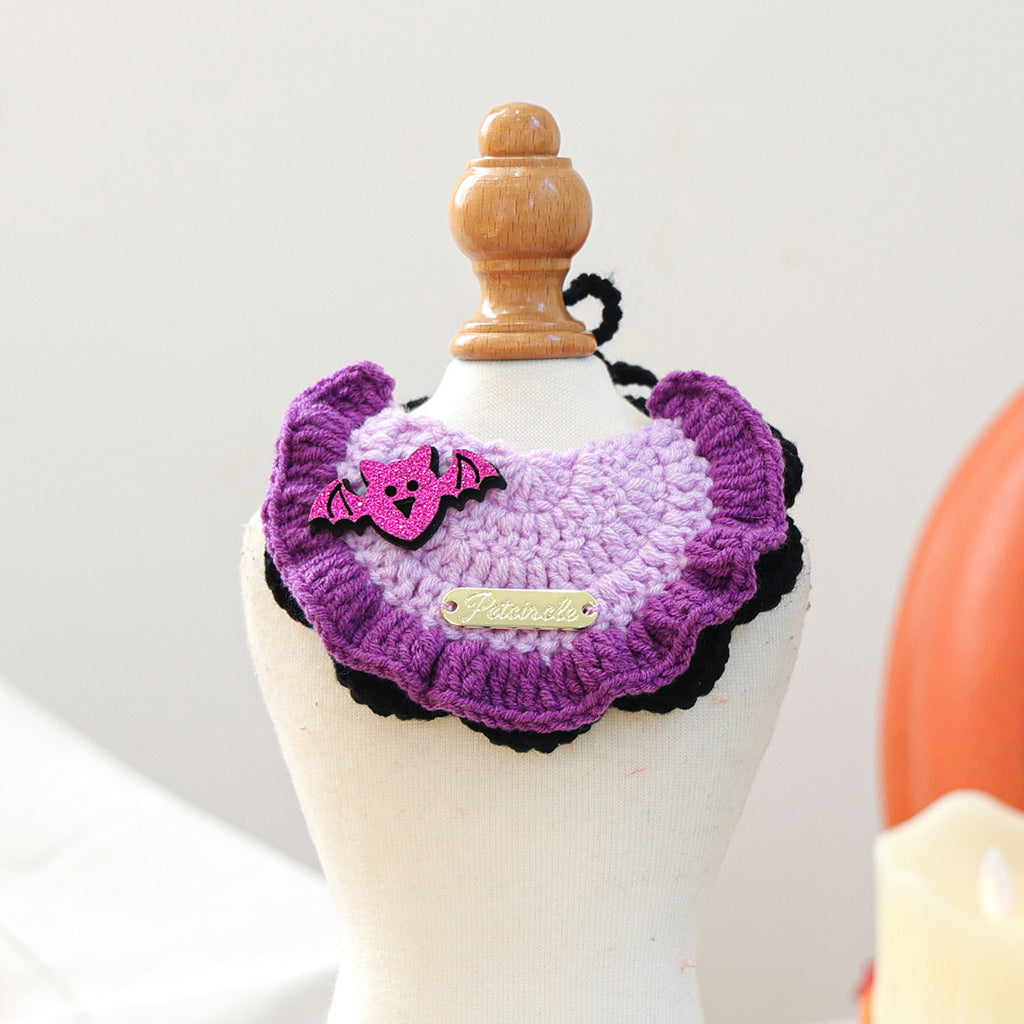 Pet Accessories Halloween Knit Gold Label Bandana Cat Dog Neck Scarf Ghost Festival Pumpkin Collar