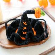 Pet Hair Knit Pumpkin Wizard Hat for Small Dogs and Cats, Halloween Pet Costume, Dog and Cat Hat - QueensalesOF