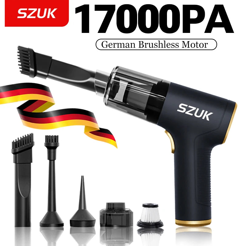 SZUK 17000PA Car Vacuum Clenaer Mini Cordlees Powerful Wirelens Handheid Cleinang Machine Car Cleaner Portoble Vaccum Cleanes