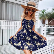Vestido Estampado con Cintura Elástica y Tirantes — Estilo Elegante - QueensalesOF