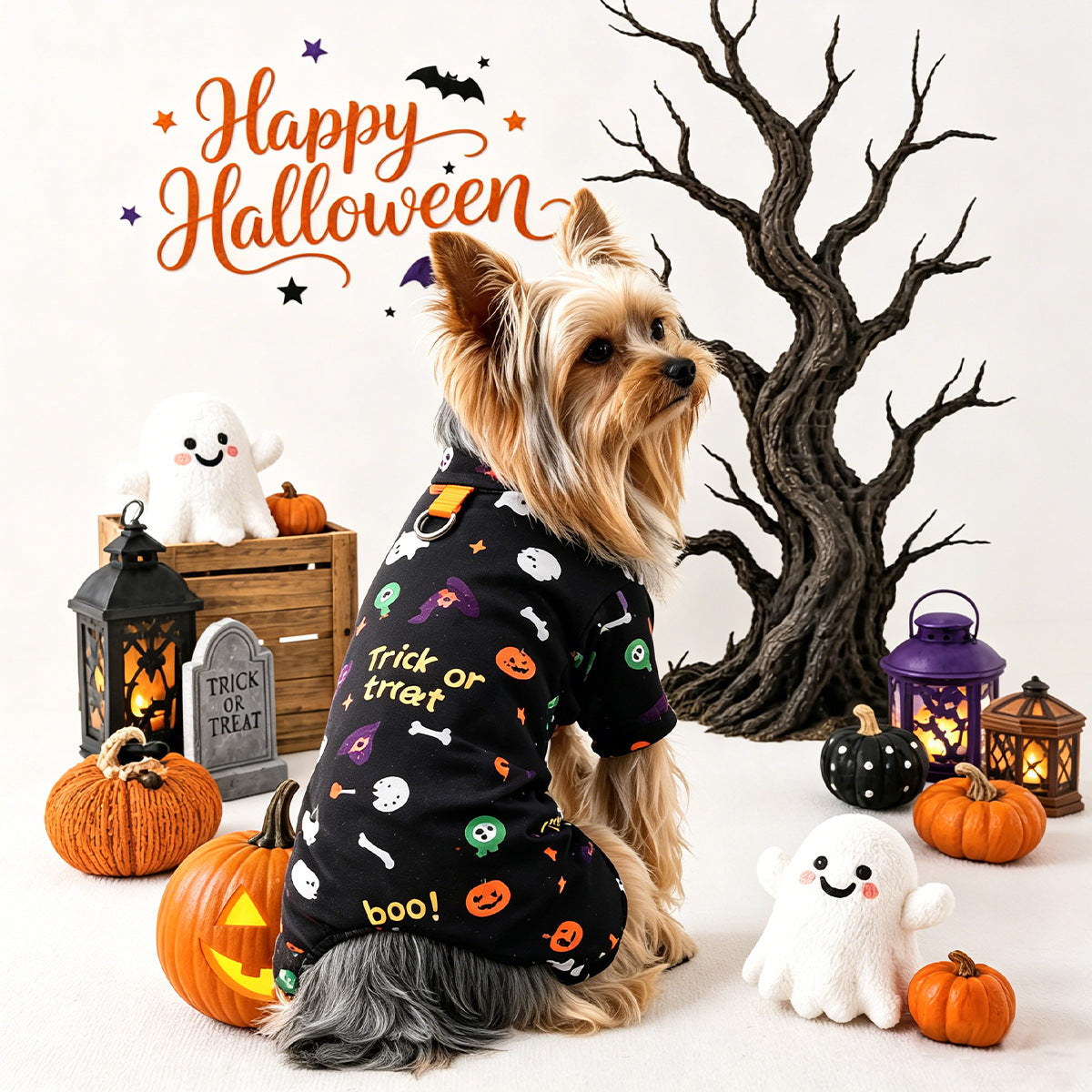 Pet Clothing for Dogs and Cats, Cute Halloween Floral Home Wear, Belly Cover Sleepwear