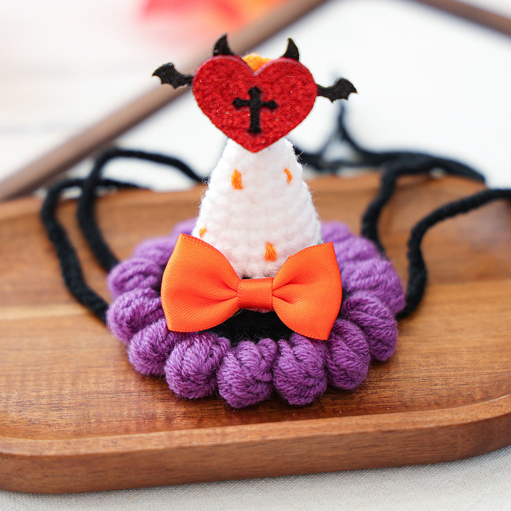 Pet Hair Knit Pumpkin Wizard Hat for Small Dogs and Cats, Halloween Pet Costume, Dog and Cat Hat