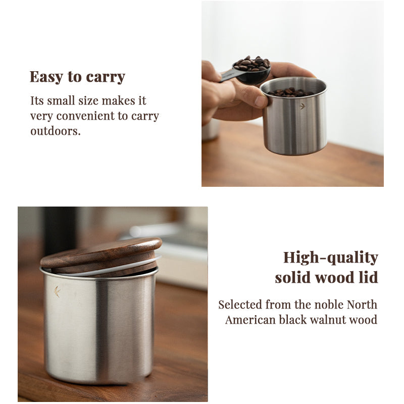 Tarro de Acero Inoxidable para Matcha y Azúcar — Con Tapa de Madera - QueensalesOF