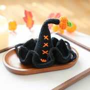 Pet Hair Knit Pumpkin Wizard Hat for Small Dogs and Cats, Halloween Pet Costume, Dog and Cat Hat - QueensalesOF