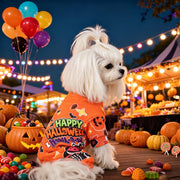 Halloween Orange Pet Onesie Four-Legged Pajamas for Teddy, Yorkshire TerrierUniversal Pumpkin Print Clothing - QueensalesOF