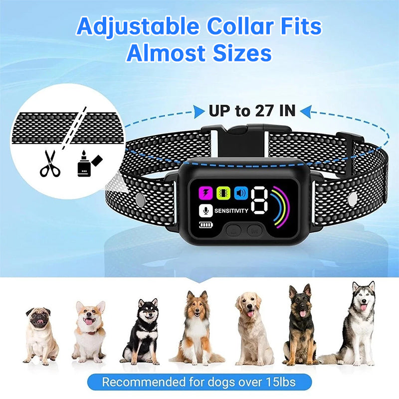 Collar Antiladridos Inteligente para Perros — 8 Niveles, Resistente al Agua - QueensalesOF