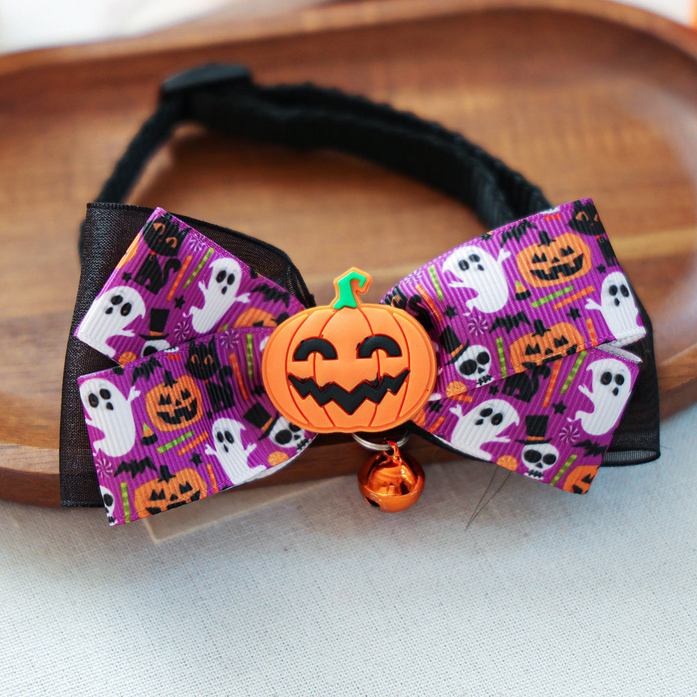 Pet Accessories Halloween Cat Dog Decoration Collar Funny Glow-in-the-Dark Skull Dog Bow Tie Collar - QueensalesOF