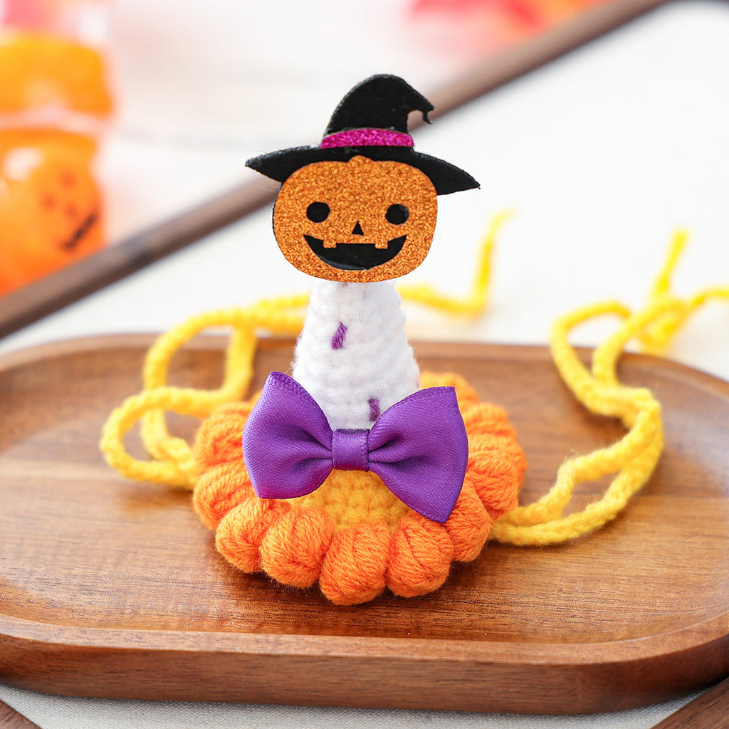 Pet Hair Knit Pumpkin Wizard Hat for Small Dogs and Cats, Halloween Pet Costume, Dog and Cat Hat