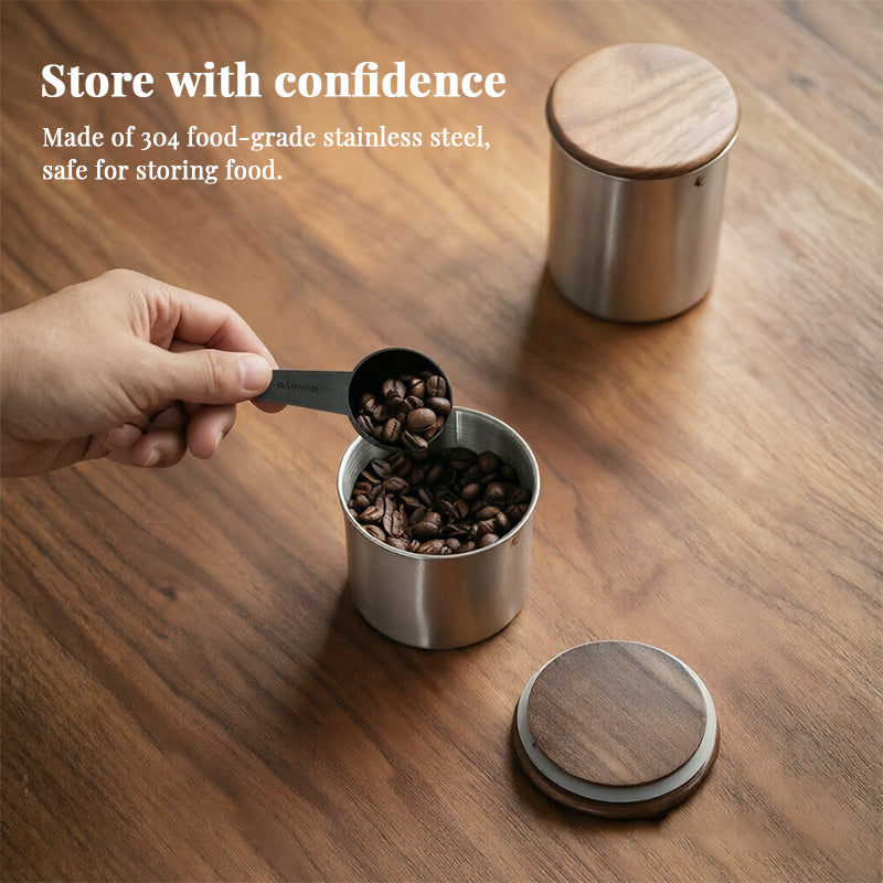 Tarro de Acero Inoxidable para Matcha y Azúcar — Con Tapa de Madera - QueensalesOF