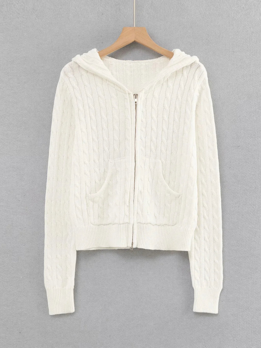 Long sleeve top korean fashion cropped cardigans women knit sweaters zipper up cute cardigan preppy style hooded sweater Autumn