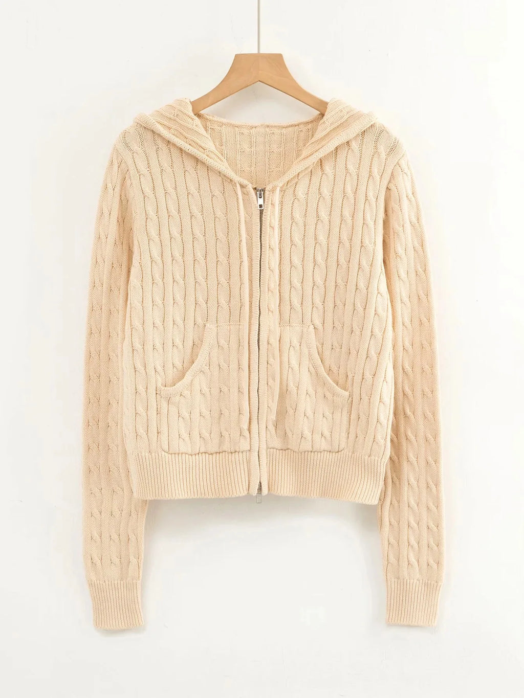 Long sleeve top korean fashion cropped cardigans women knit sweaters zipper up cute cardigan preppy style hooded sweater Autumn