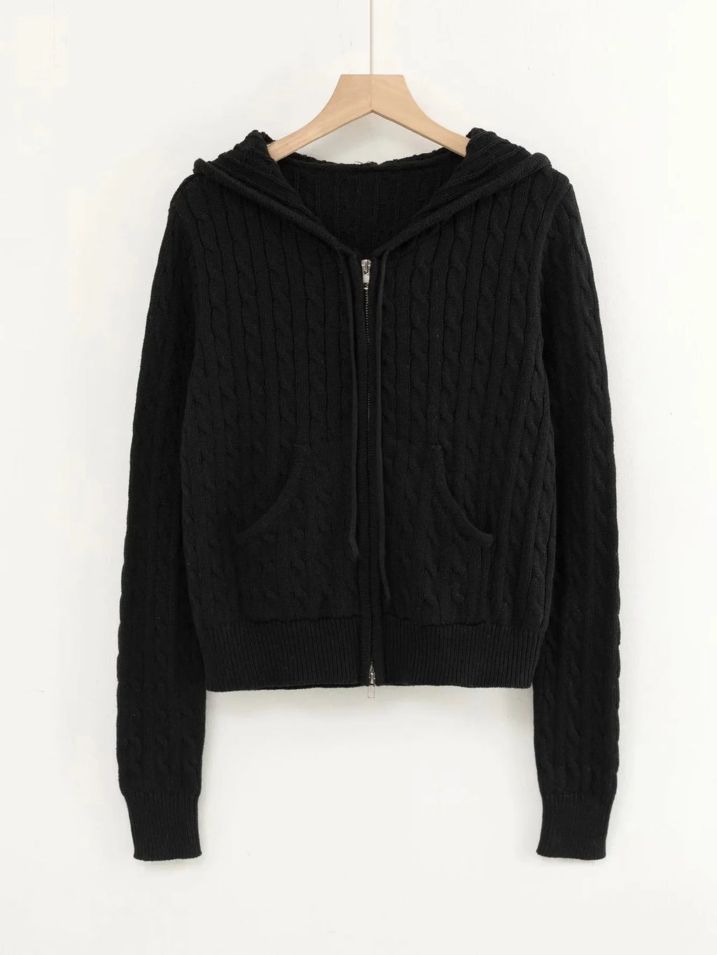Long sleeve top korean fashion cropped cardigans women knit sweaters zipper up cute cardigan preppy style hooded sweater Autumn