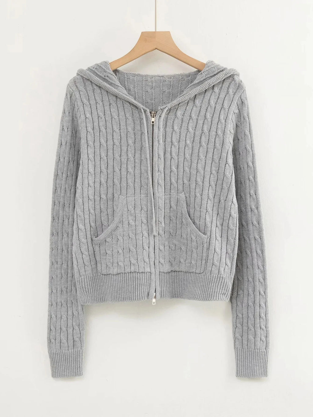 Long sleeve top korean fashion cropped cardigans women knit sweaters zipper up cute cardigan preppy style hooded sweater Autumn
